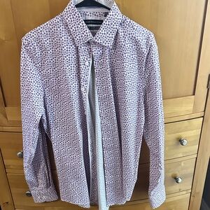 Report Collection White and Purple Patterned Dress Shirt